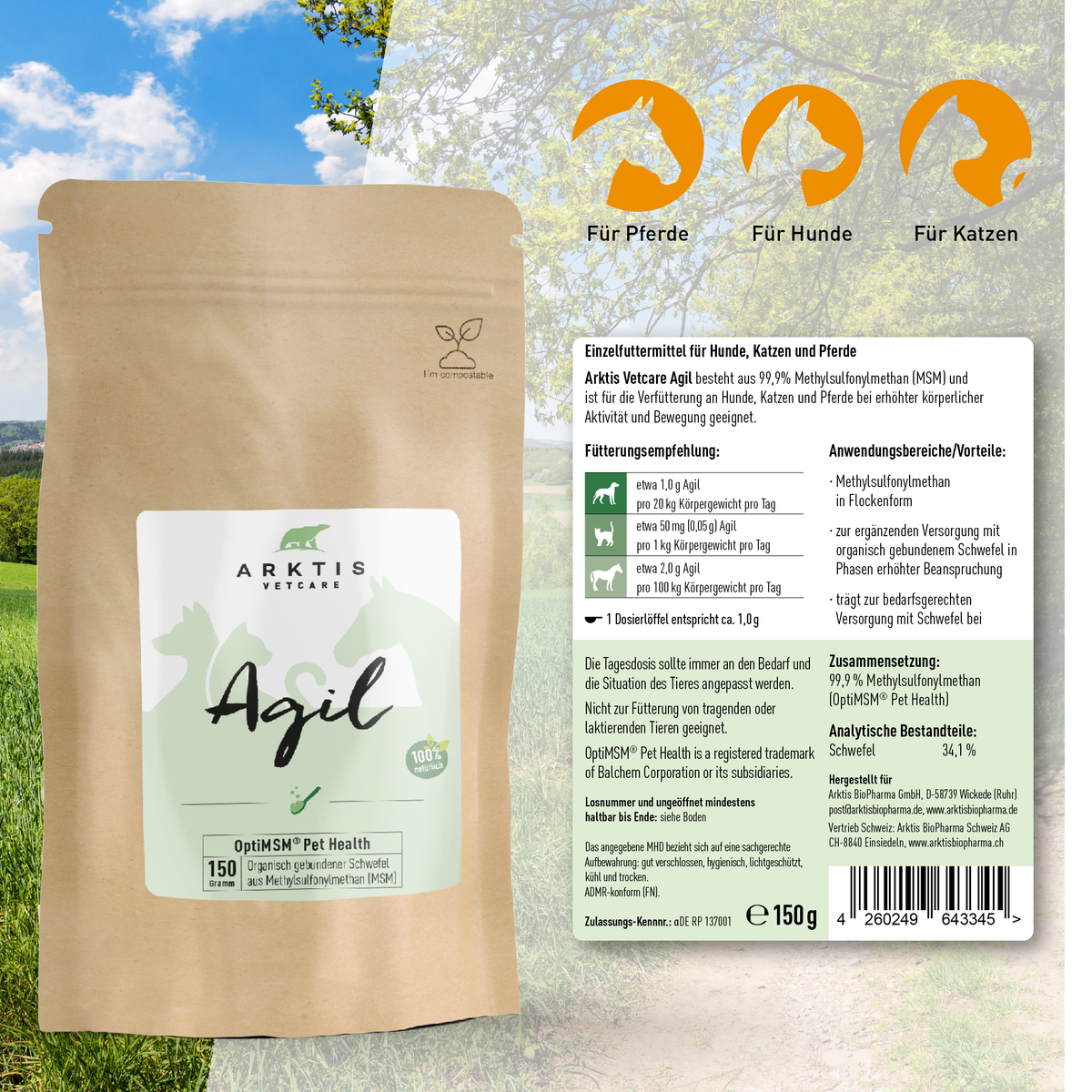 Arktis Vetcare Agil - OptiMSM® Flakes PL