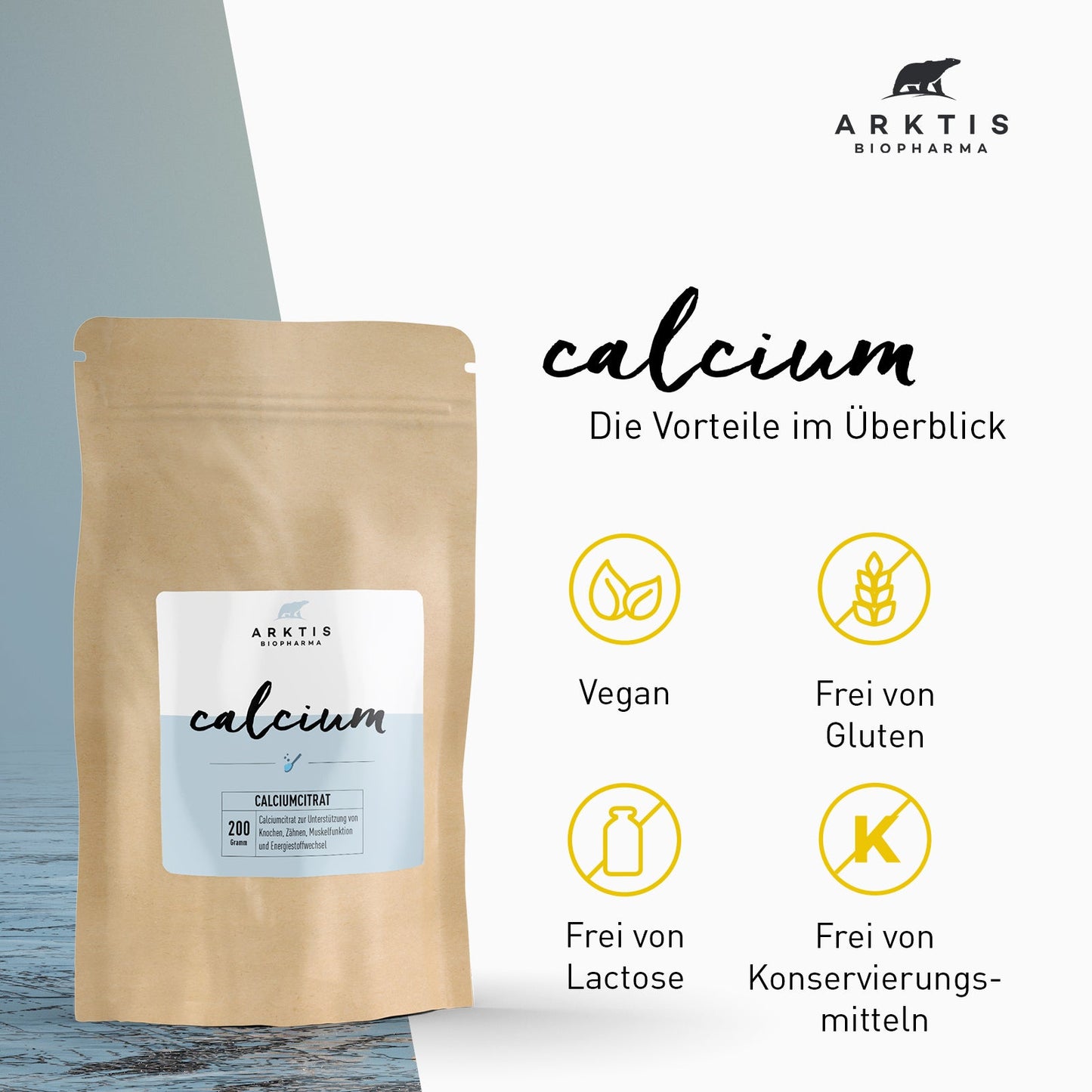 Arktis Calcium - Calciumcitrat - 200 g - 40% Rabatt wegen verkürztem MHD 01/2026- nur solange der Vorrat reicht!