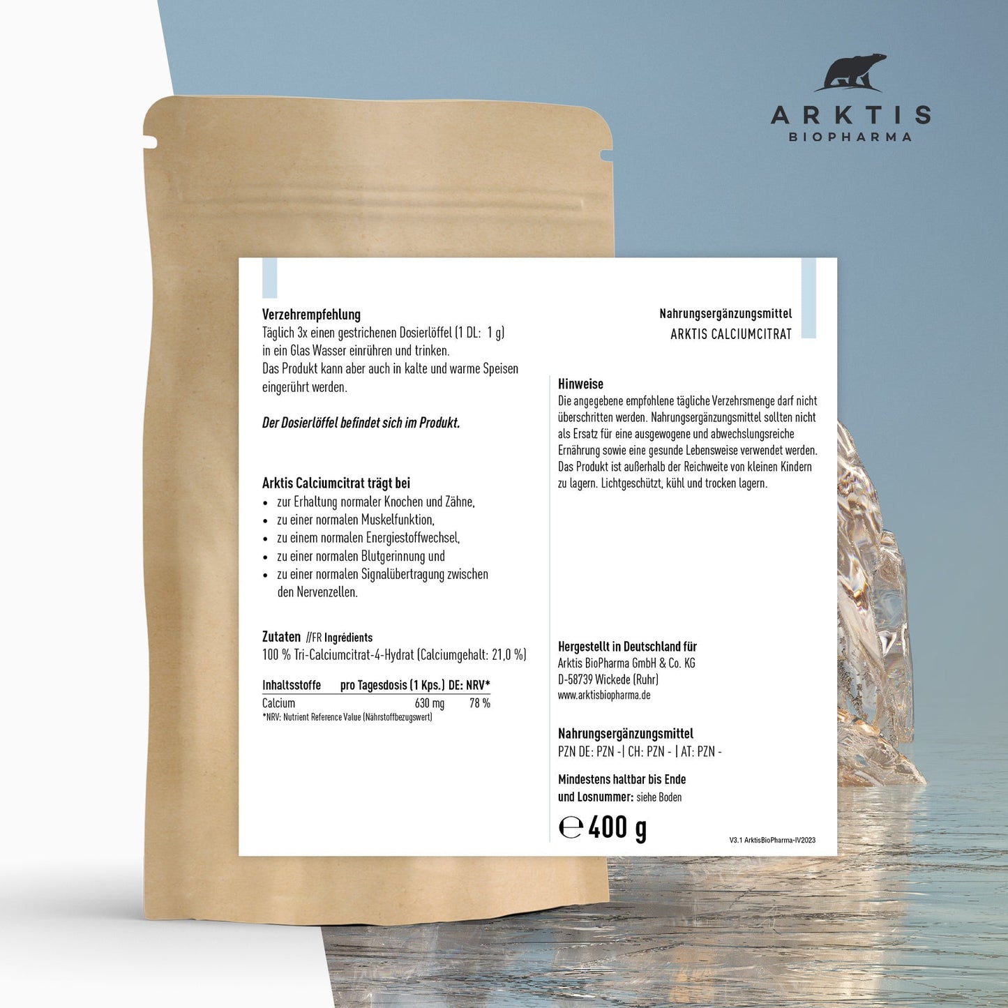 Arktis Calcium - Calciumcitrat - 200 g - 40% Rabatt wegen verkürztem MHD 01/2026- nur solange der Vorrat reicht!